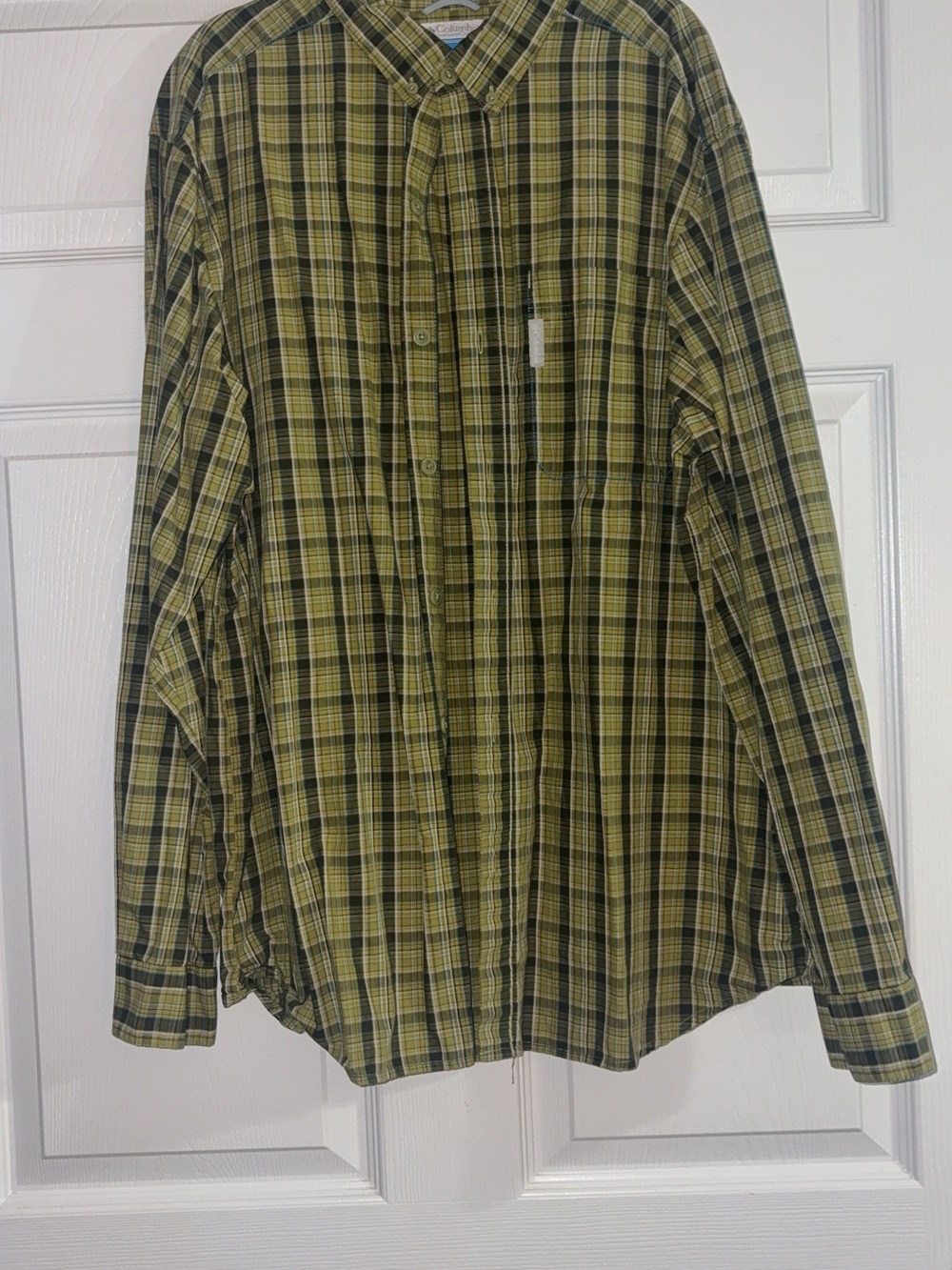 Men's Columbia Green Plaid Long-Sleeve Button-Down Shirt
